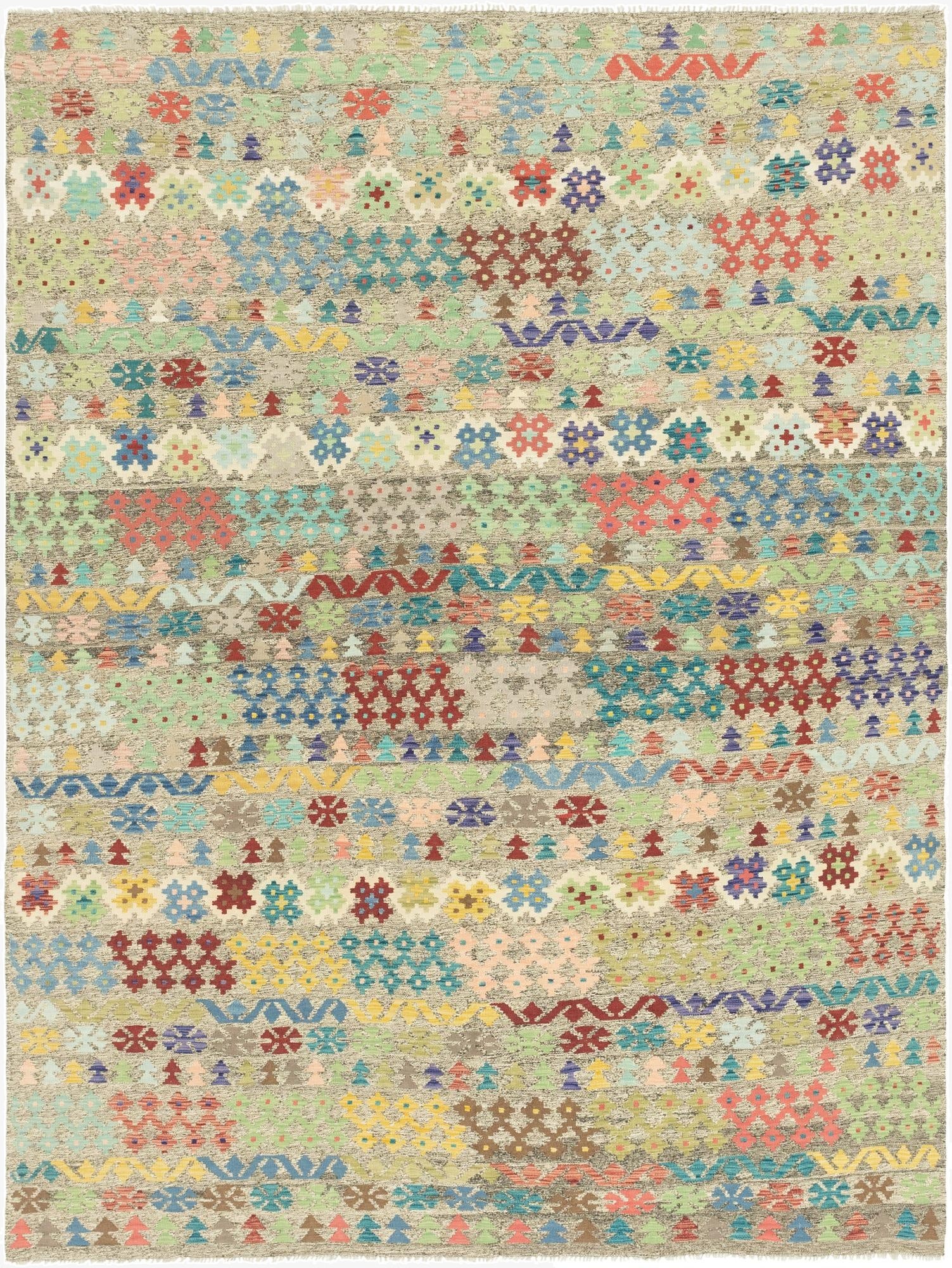 8' 9 x 12'  Hand Woven Kilim Modern Wool Rug