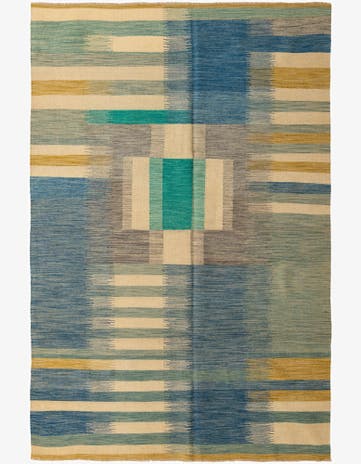 6' 9 x 10' 2 Hand Woven Kilim Modern Wool Rug