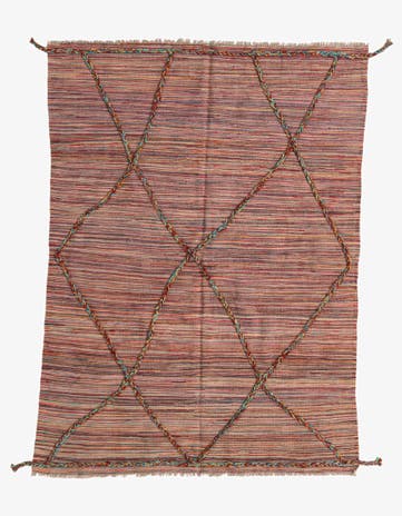 4' 7 x 6' 4 Hand Woven Kilim Modern Wool Rug