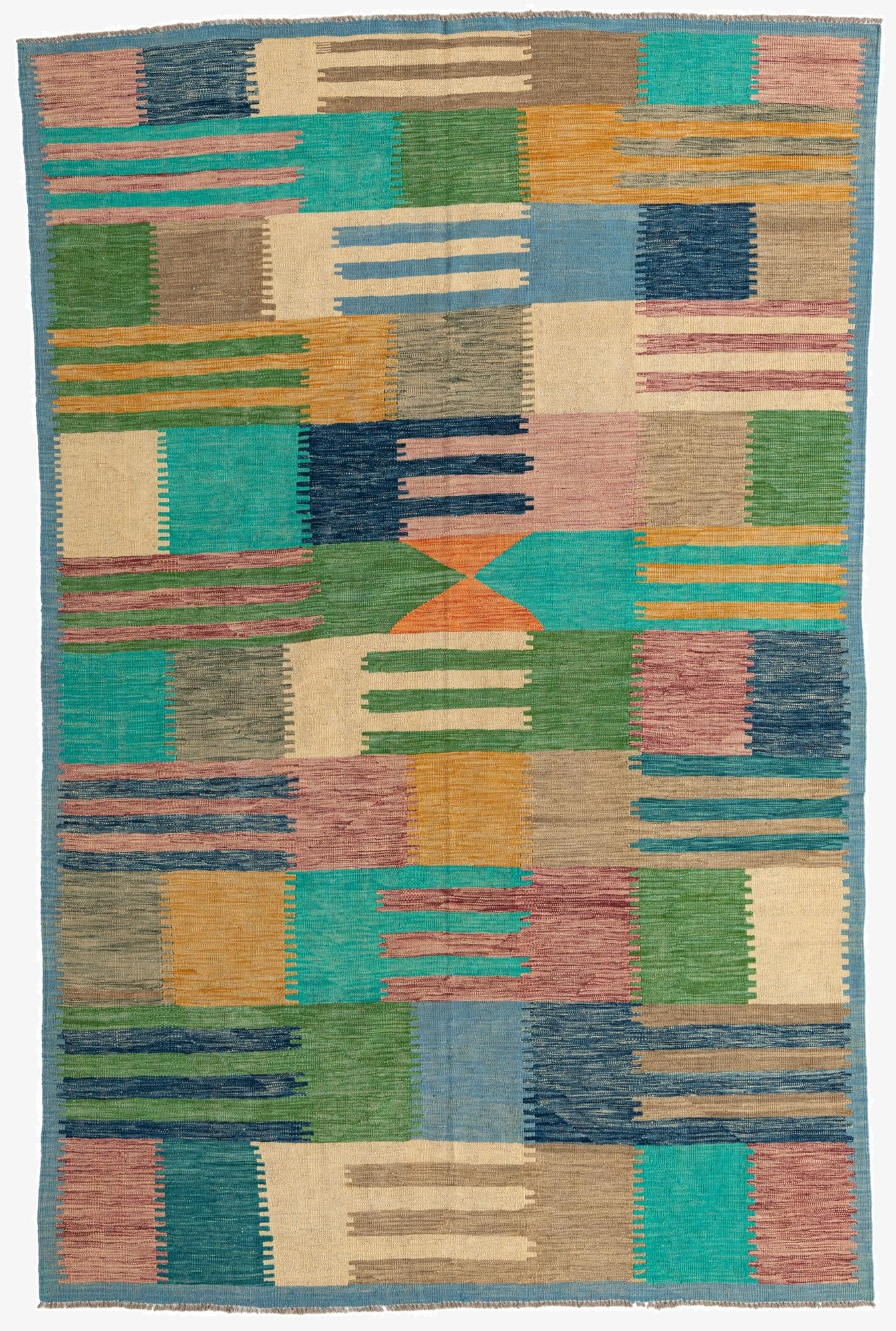 6' 3 x 9' 9  Hand Woven Kilim Modern Wool Rug