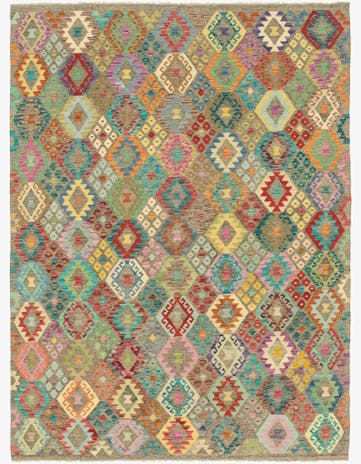 7' x 9' 7 Hand Woven Kilim Modern Wool Rug