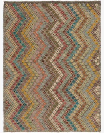 6' x 7' 9 Hand Woven Kilim Modern Wool Rug