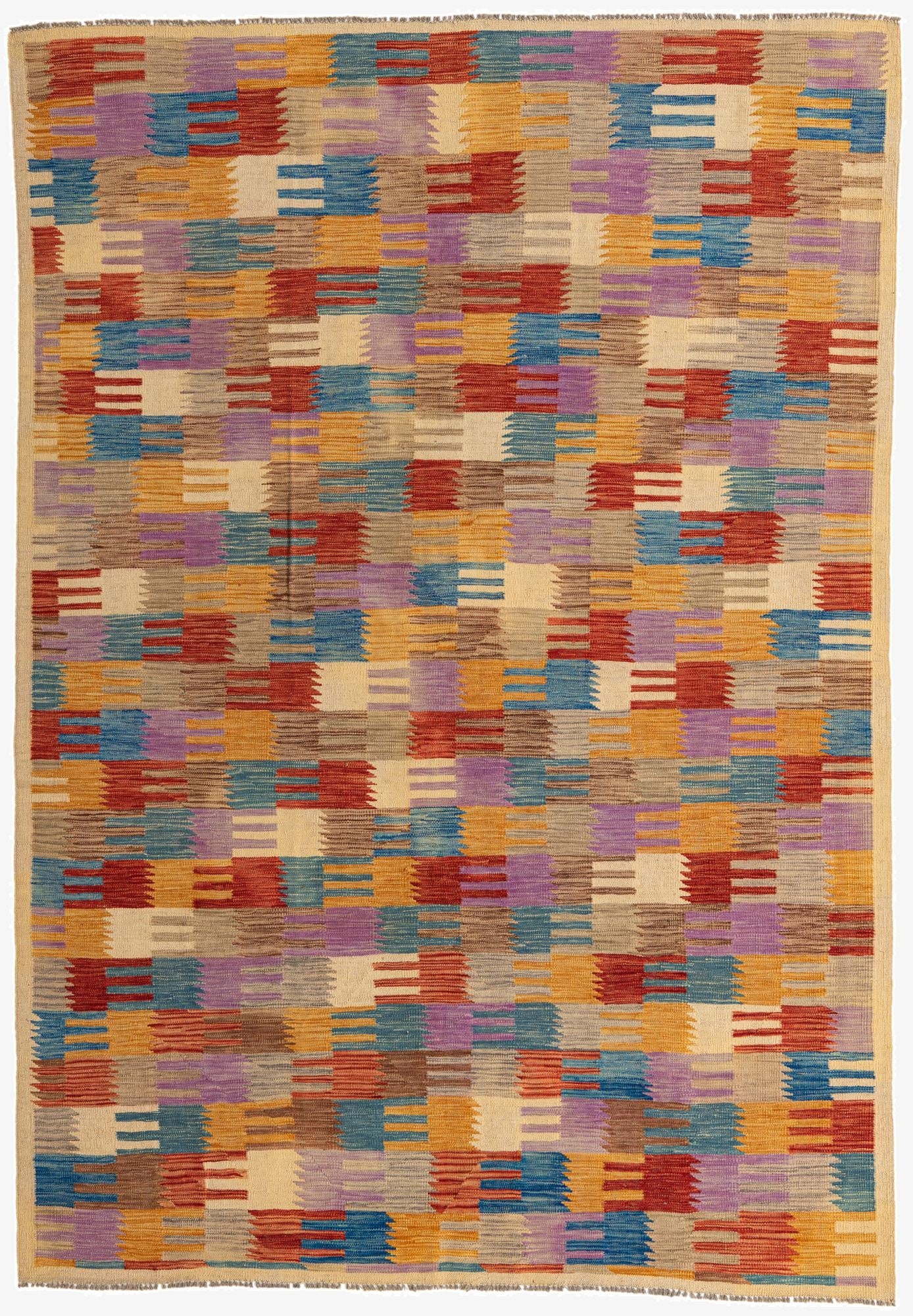  6' 8 x 9' 8  Hand Woven Kilim Modern Wool Rug