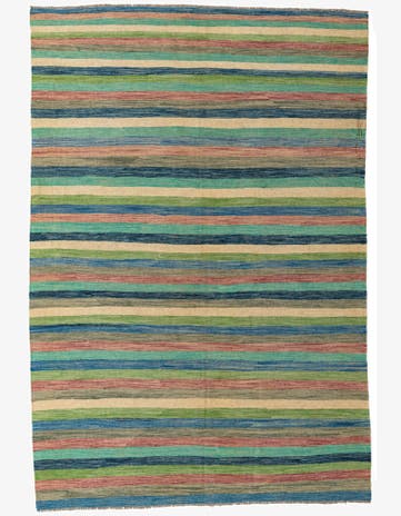 6' 8 x 9' 9 Hand Woven Kilim Modern Wool Rug