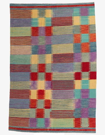 6' 7 x 9' 9 Hand Woven Kilim Modern Wool Rug