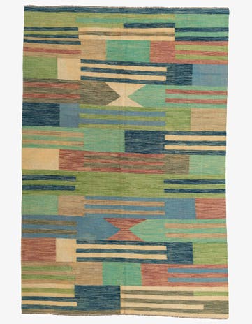 6' 6 x 9' 7 Hand Woven Kilim Modern Wool Rug