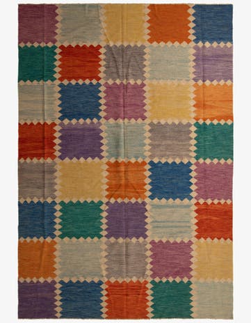 10' x 14' 3 Hand Woven Kilim Modern Wool Rug