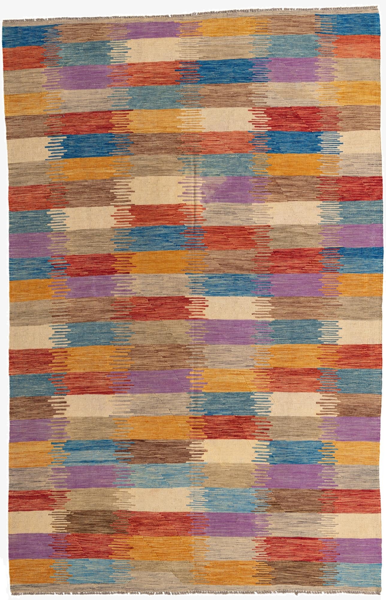 6' 7 x 10'  Hand Woven Kilim Modern Wool Rug