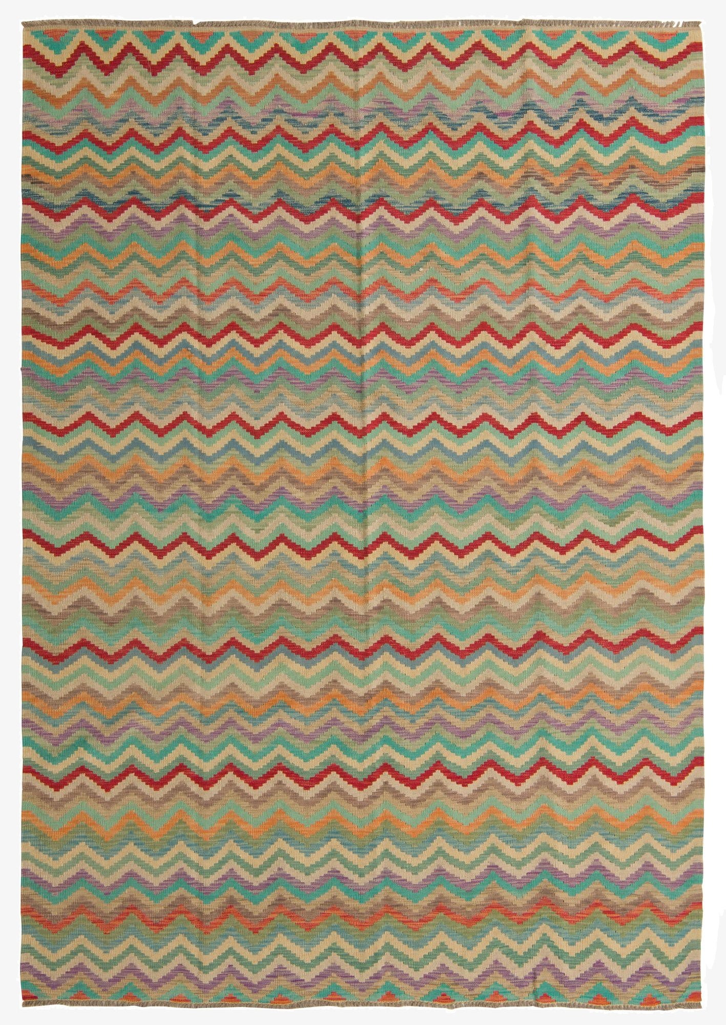6' 7 x 9' 5  Hand Woven Kilim Modern Wool Rug
