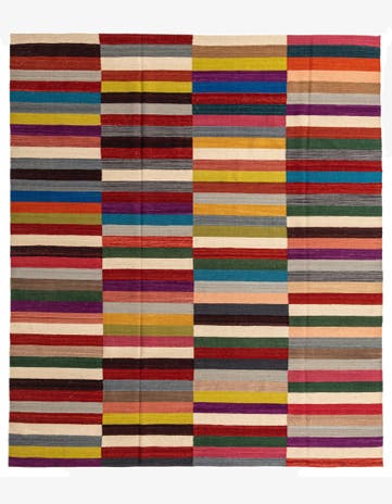 8' 4 x 9' 9 Hand Woven Kilim Modern Wool Rug