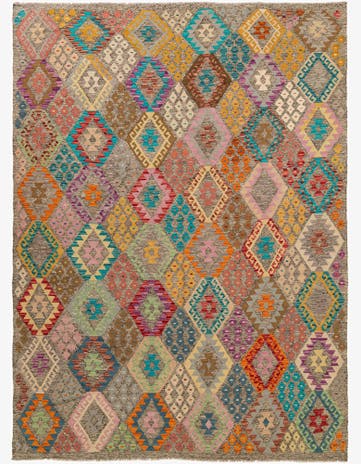 7' x 9' 10 Hand Woven Kilim Modern Wool Rug
