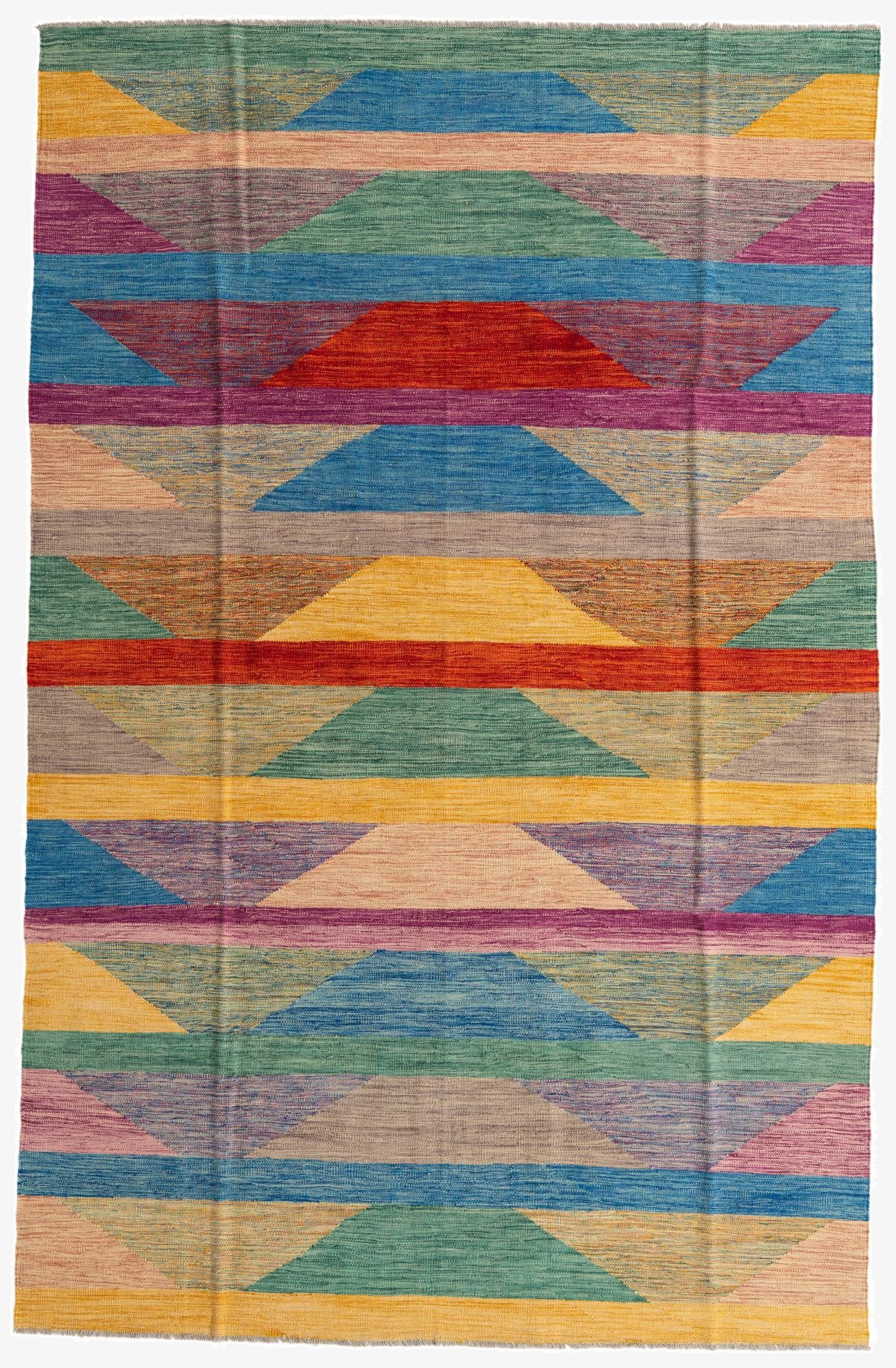 6' 5 x 10'  Hand Woven Kilim Modern Wool Rug