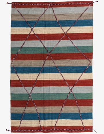 6' 3 x 10' Hand Woven Kilim Modern Wool Rug