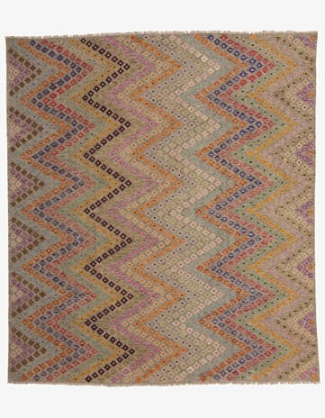 8' 6 x 9' 9 Hand Woven Kilim Modern Wool Rug