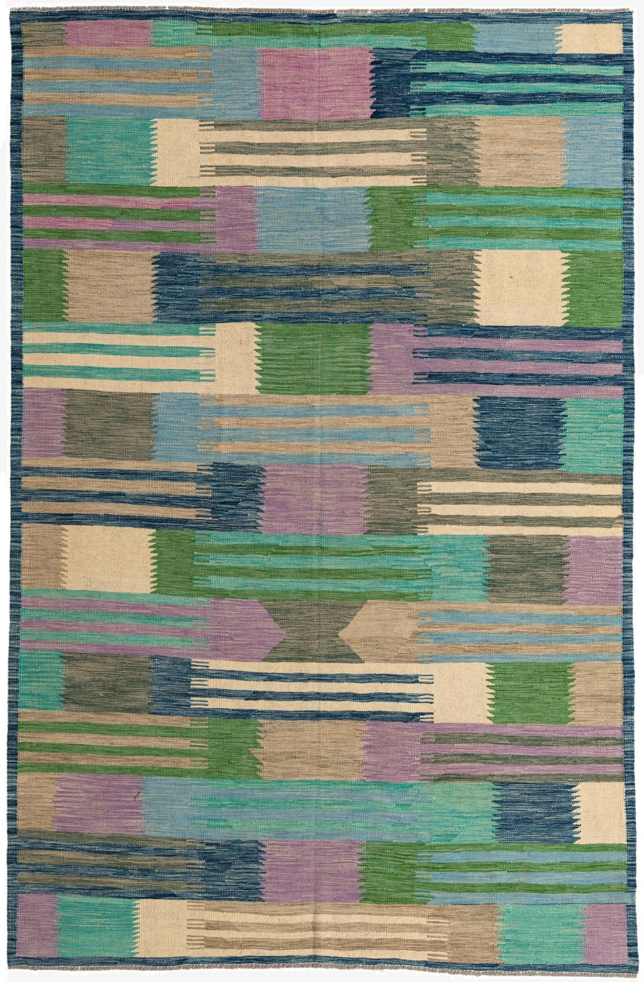 6' 5 x 9' 10  Hand Woven Kilim Modern Wool Rug