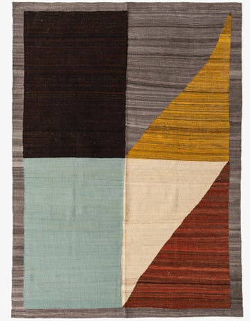 5' 9 x 8' Hand Woven Kilim Modern Wool Rug