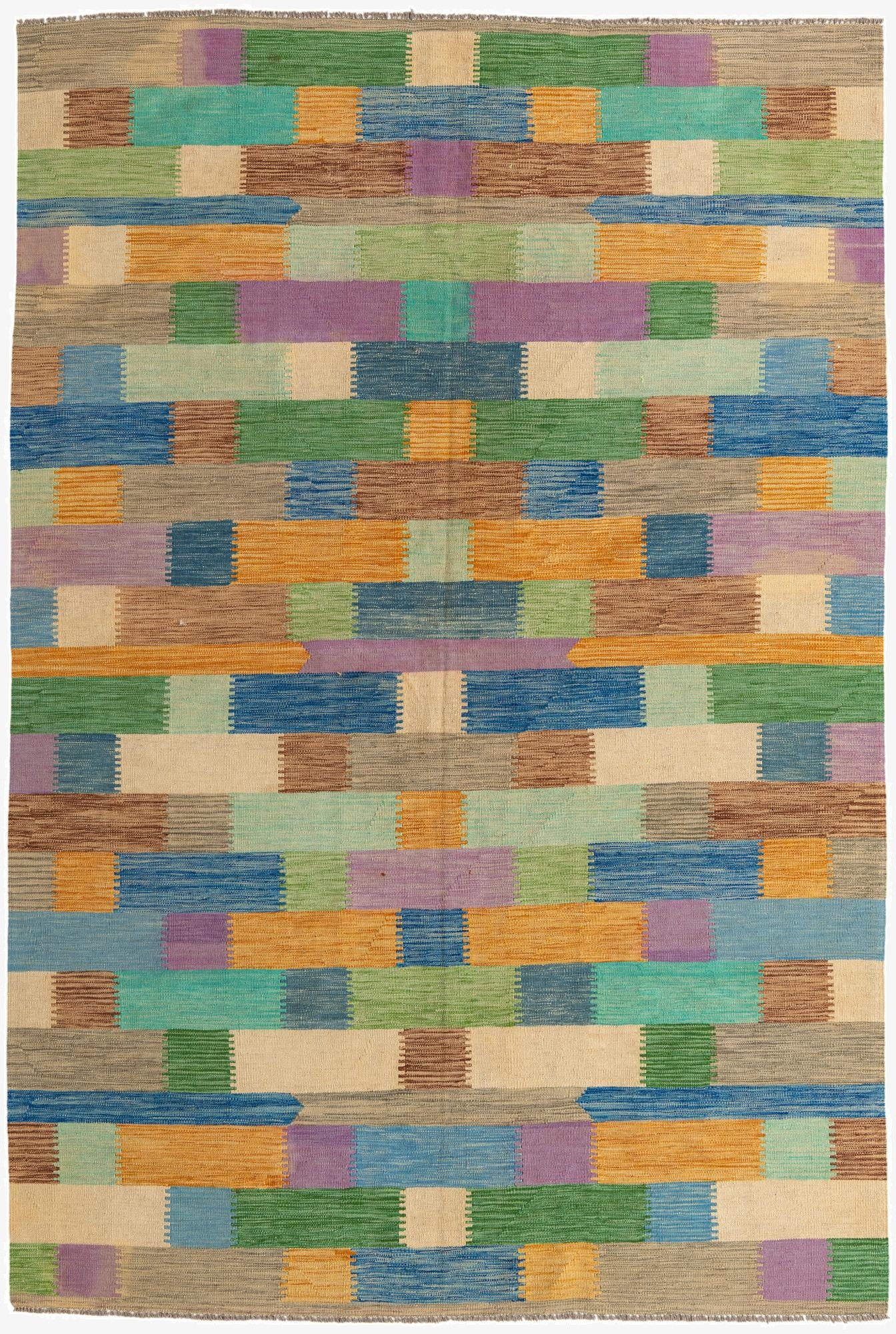 6' 7 x 9' 8  Hand Woven Kilim Modern Wool Rug