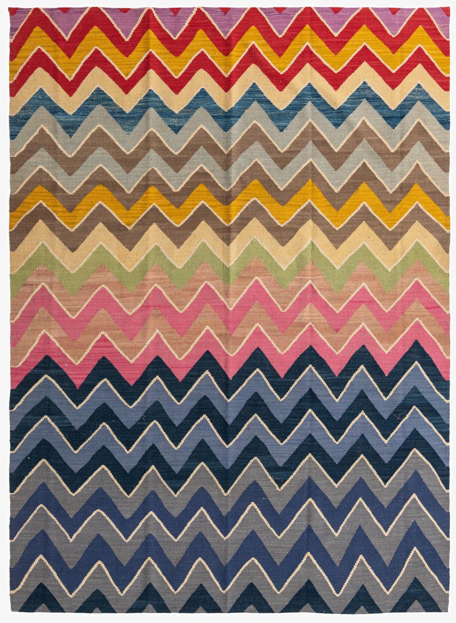 7' x 9' 8  Hand Woven Kilim Modern Wool Rug