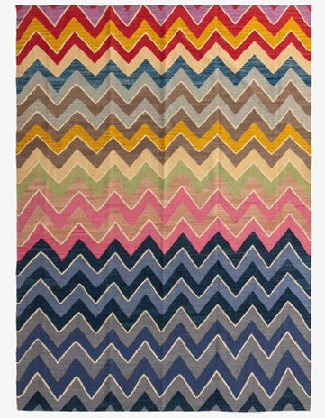 7' x 9' 8 Hand Woven Kilim Modern Wool Rug