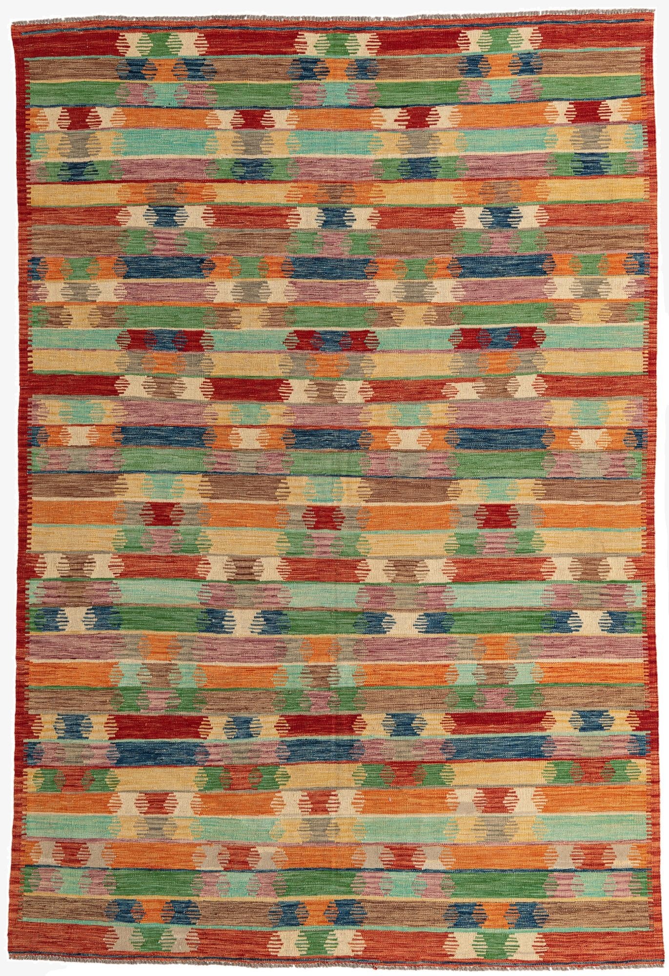 6' 5 x 9' 7  Hand Woven Kilim Modern Wool Rug