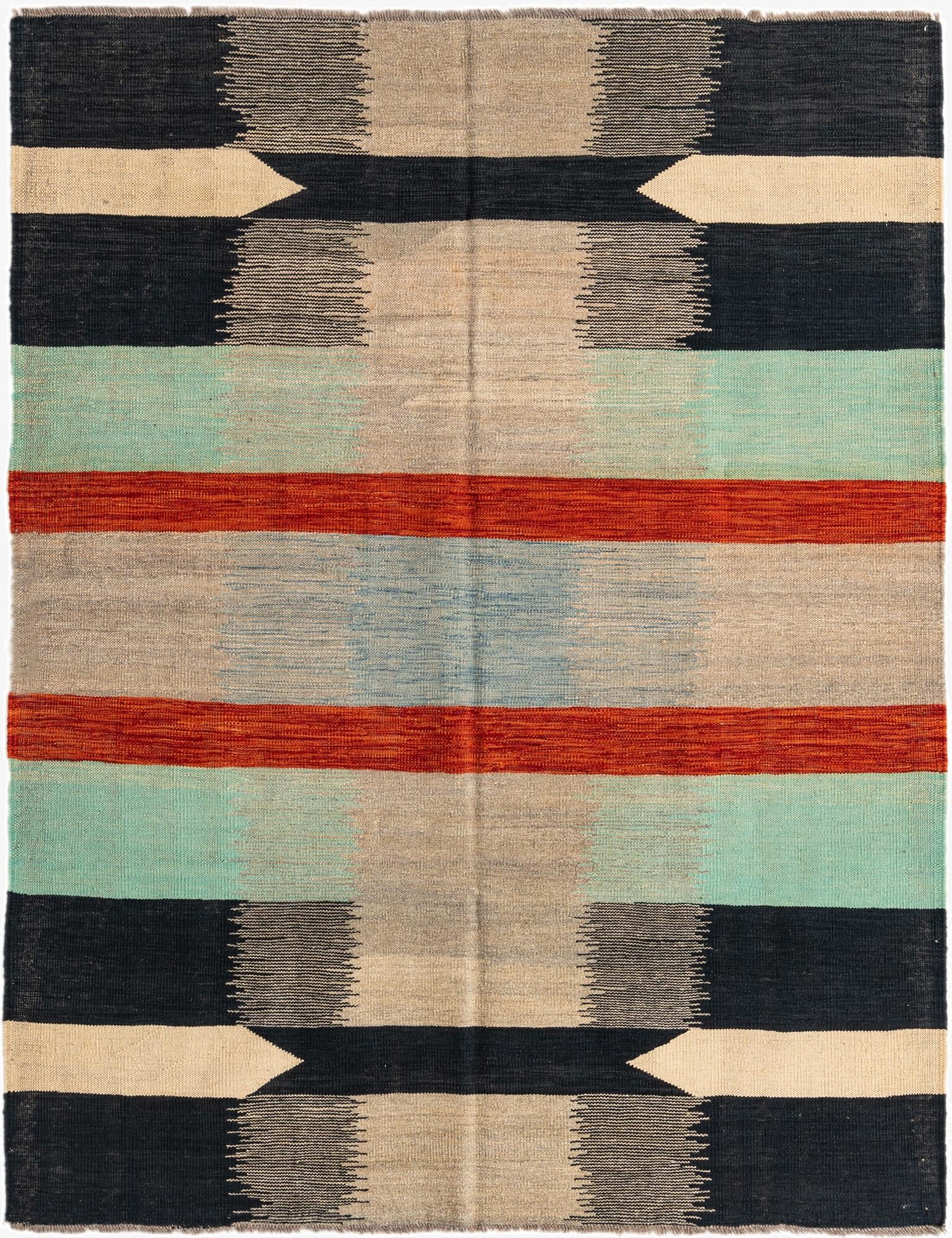 5' 1 x 6' 7  Hand Woven Kilim Modern Wool Rug