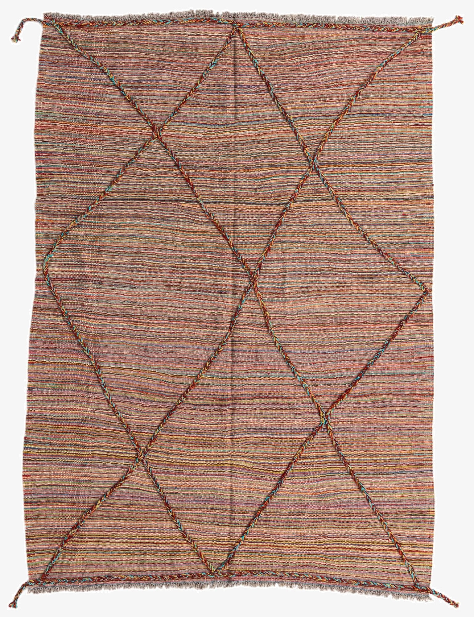 5' 7 x 7' 8  Hand Woven Kilim Modern Wool Rug