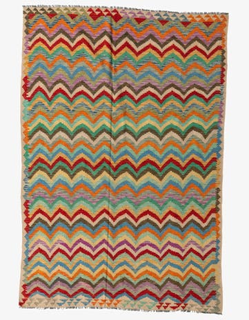 6' 8 x 9' 6 Hand Woven Kilim Modern Wool Rug