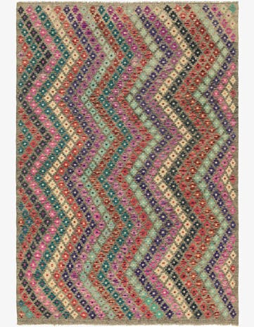 6' 9 x 9' 7 Hand Woven Kilim Modern Wool Rug