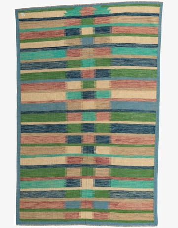 6' 5 x 9' 10 Hand Woven Kilim Modern Wool Rug
