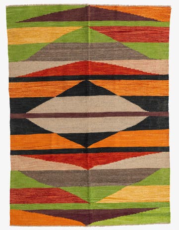 4' 8 x 6' 6 Hand Woven Kilim Modern Wool Rug