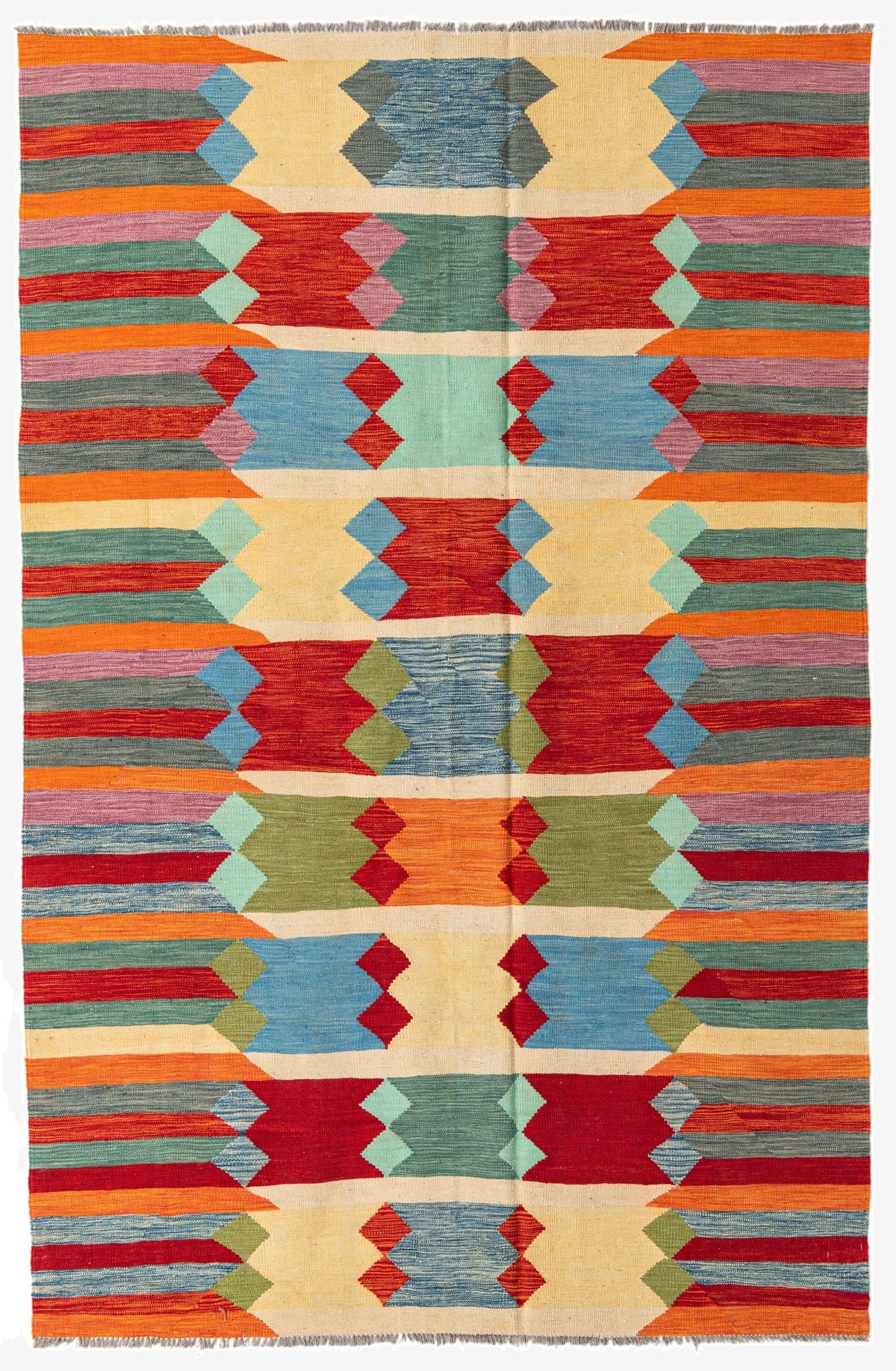 6' 5 x 9' 10  Hand Woven Kilim Modern Wool Rug