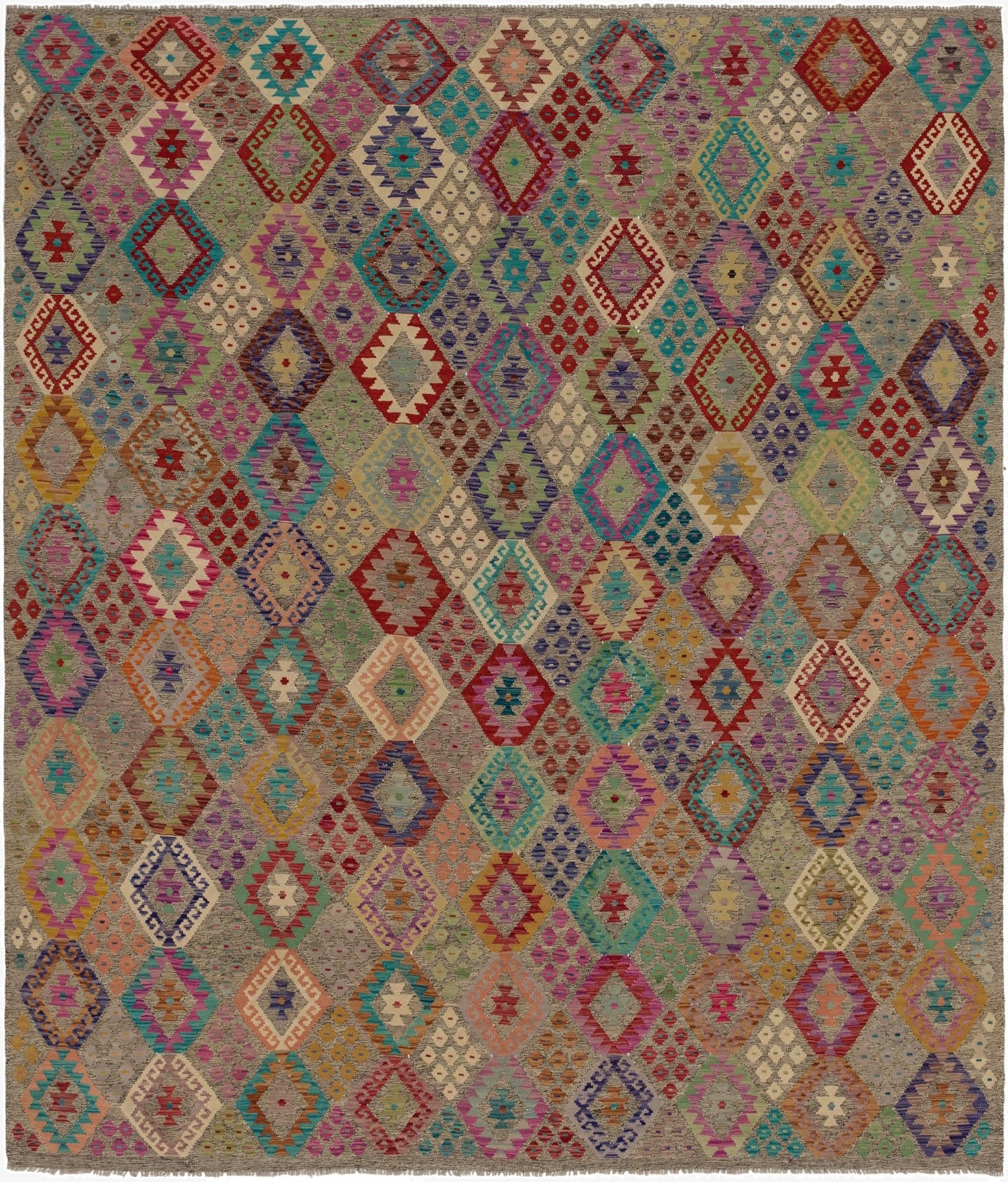 10' 10 x 12' 5  Hand Woven Kilim Modern Wool Rug