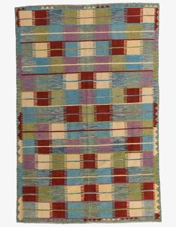6' 6 x 9' 9 Hand Woven Kilim Modern Wool Rug