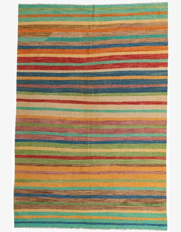 6' 9 x 10' Hand Woven Kilim Modern Wool Rug