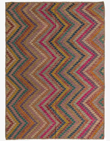 8' x 11' 2 Hand Woven Kilim Modern Wool Rug
