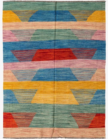 5' x 6' 6 Hand Woven Kilim Modern Wool Rug