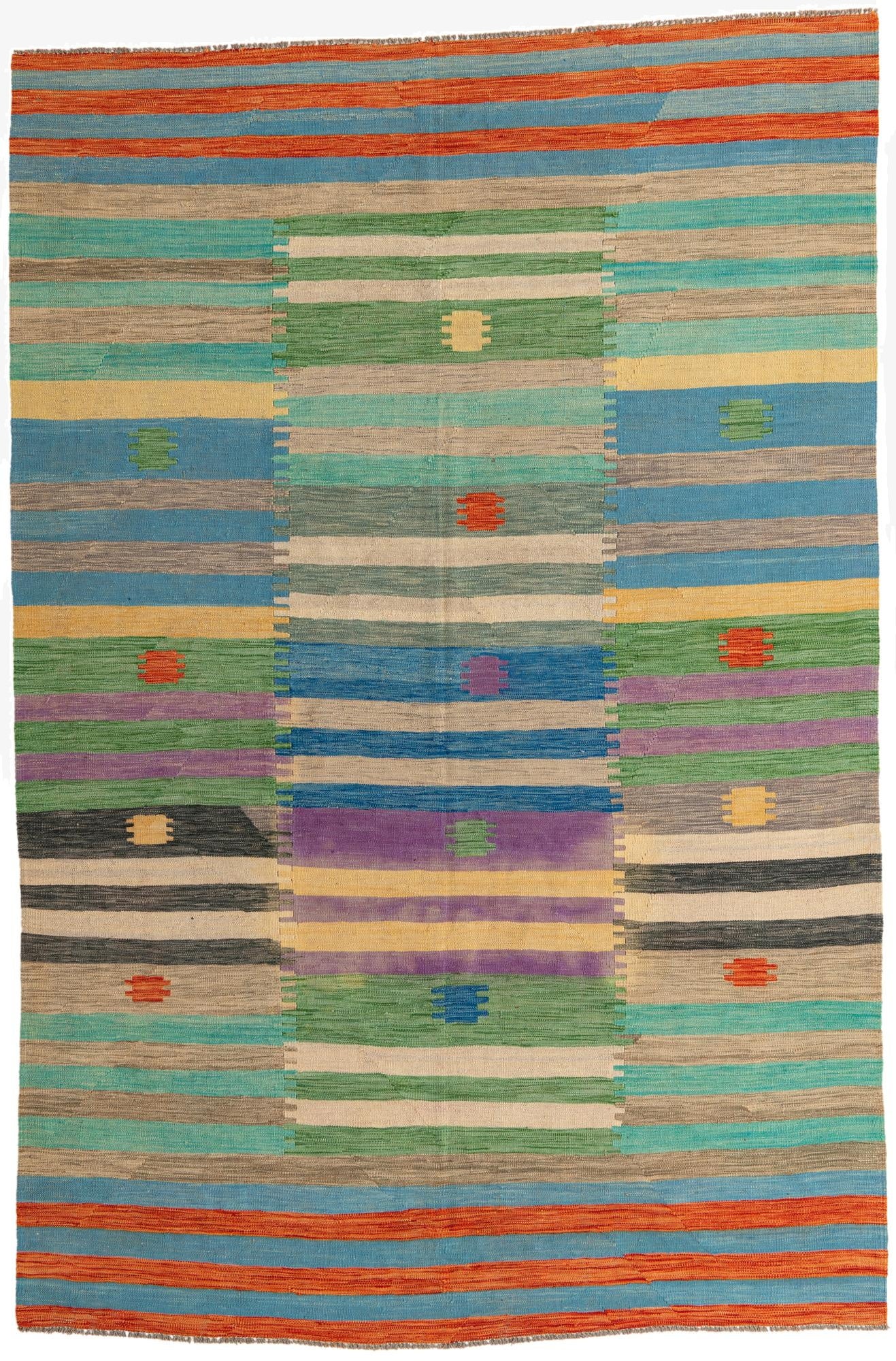 6' 7 x 9' 8  Hand Woven Kilim Modern Wool Rug