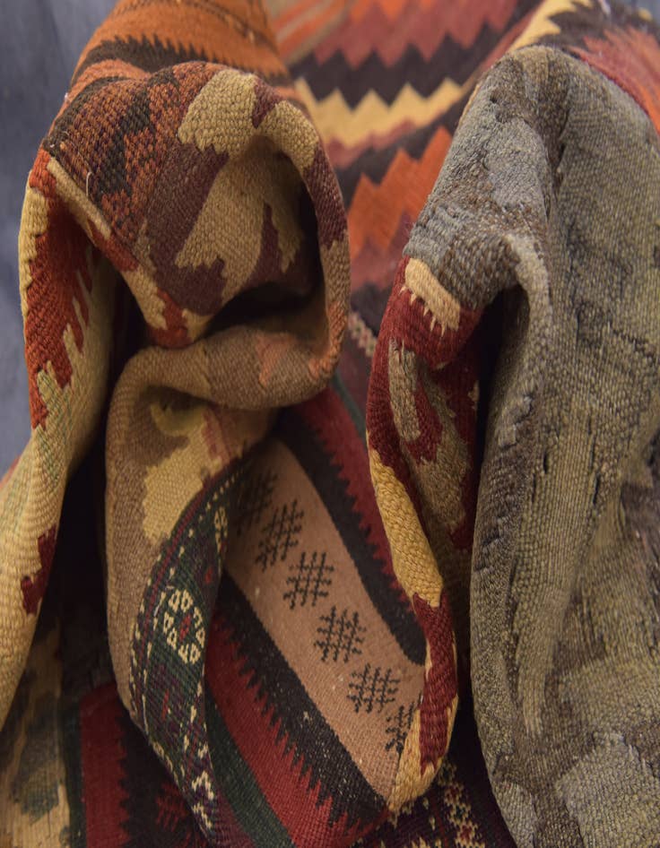 Detail image of 7' x 9' 8  Hand Woven Kilim Patchwork Wool Rug