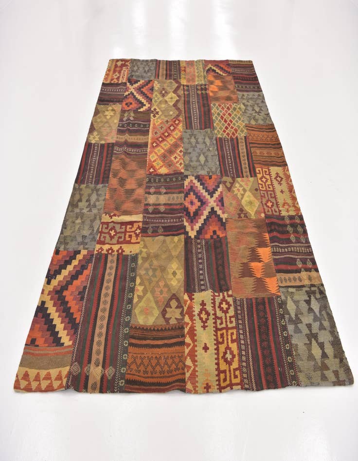 Detail image of 7' x 9' 8  Hand Woven Kilim Patchwork Wool Rug