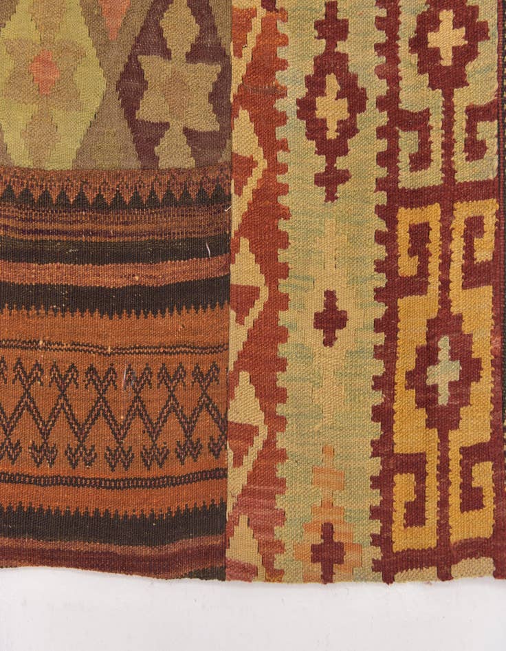 Detail image of 7' x 9' 8  Hand Woven Kilim Patchwork Wool Rug