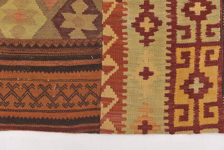 Detail image of 7' x 9' 8 Hand Woven Kilim Patchwork Wool Rug