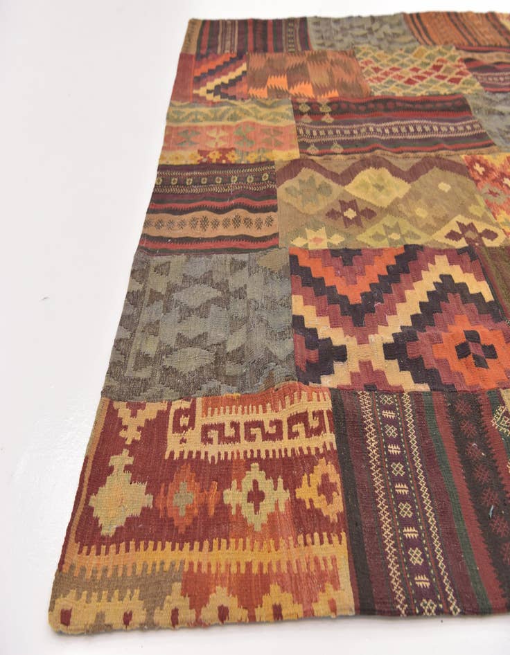 Detail image of 7' x 9' 8  Hand Woven Kilim Patchwork Wool Rug