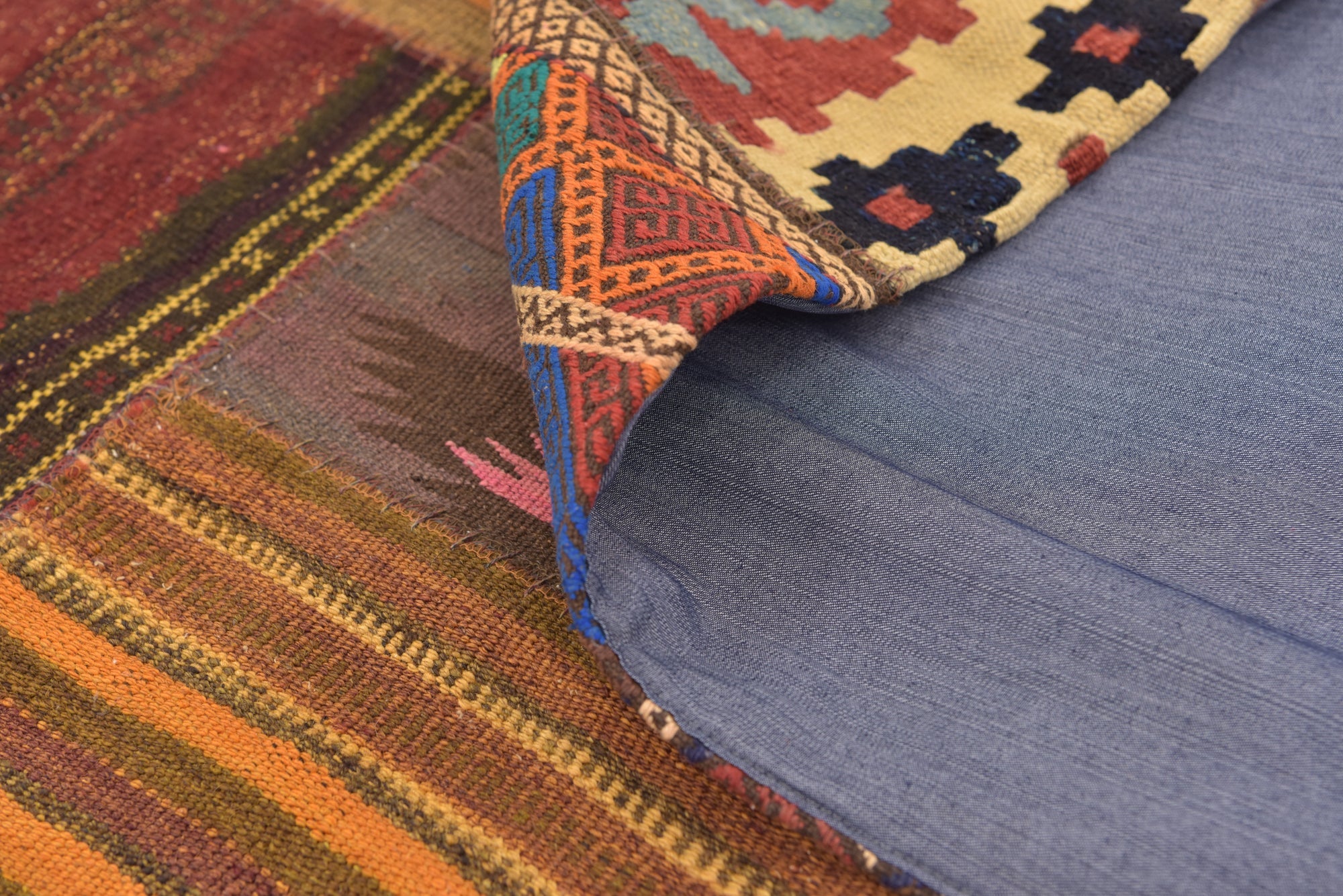 6' 7 x 9' 7 Hand Woven Kilim Patchwork Wool Rug