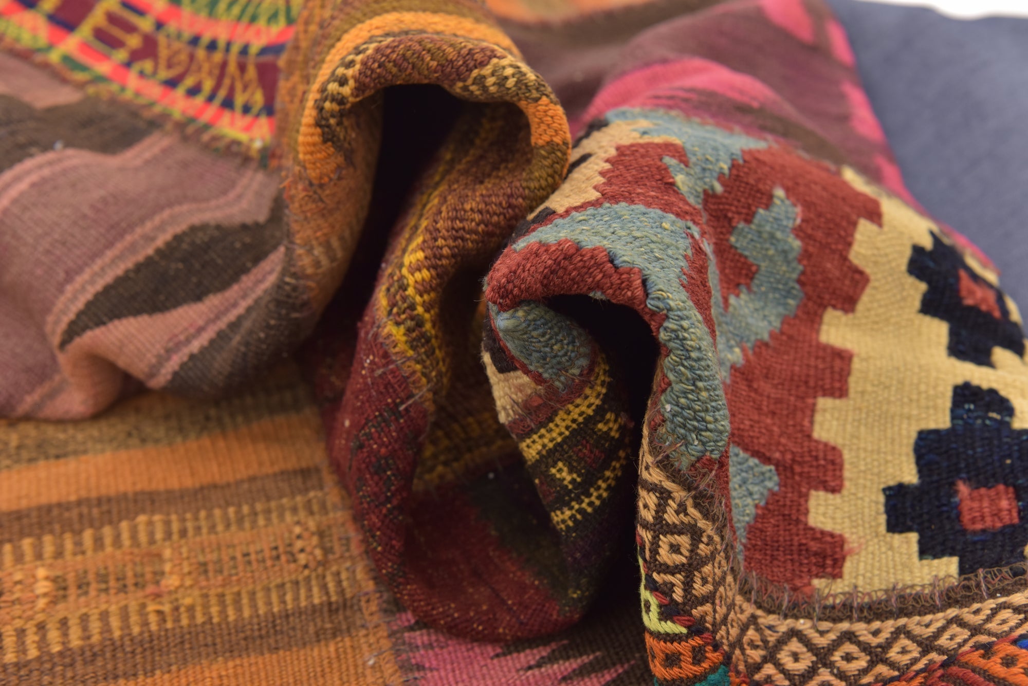 6' 7 x 9' 7 Hand Woven Kilim Patchwork Wool Rug