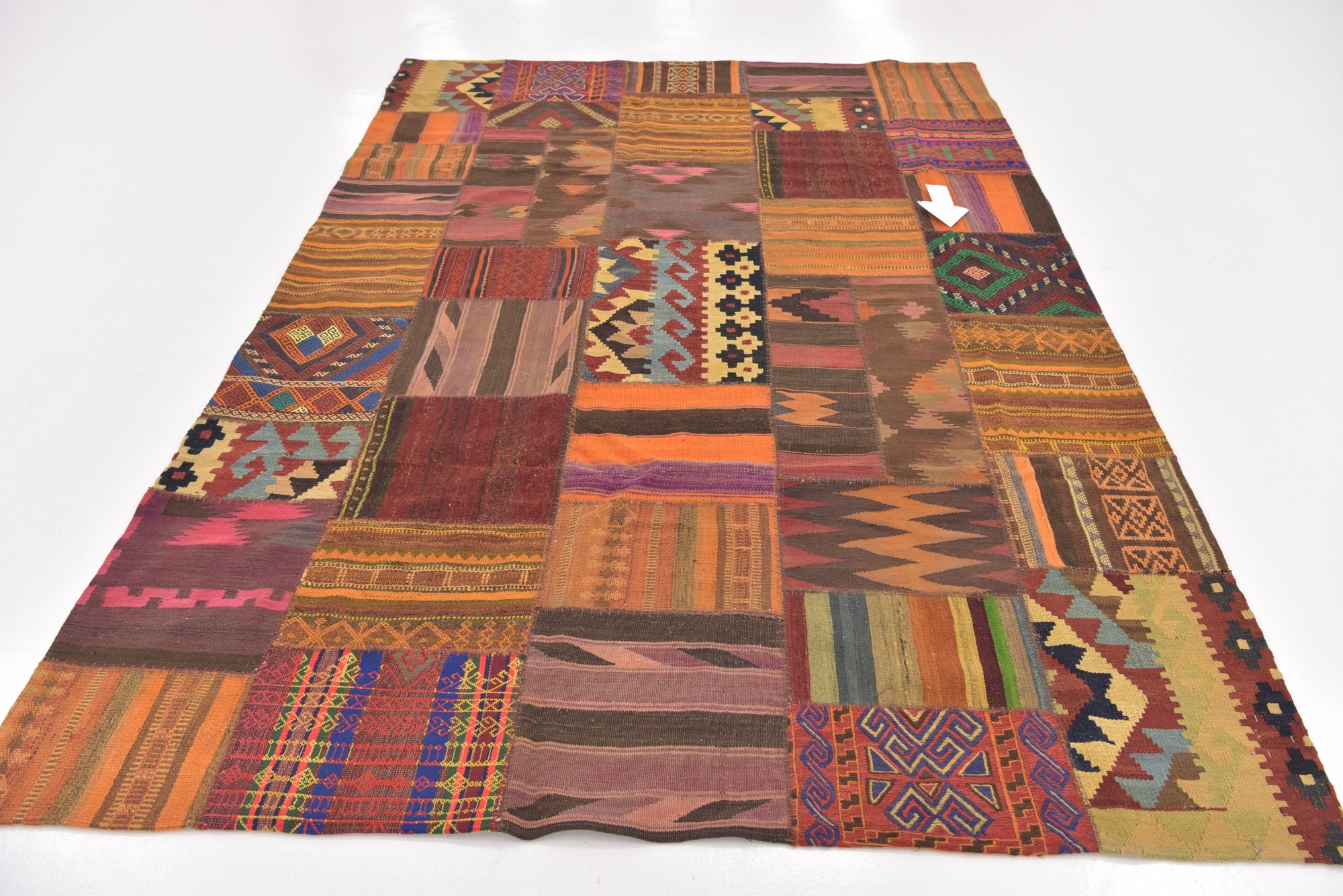 6' 7 x 9' 7 Hand Woven Kilim Patchwork Wool Rug