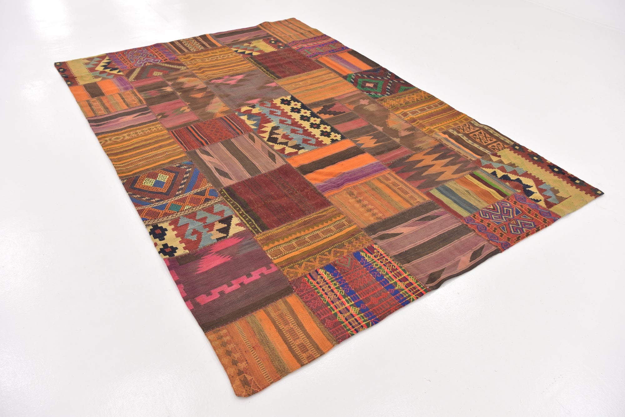 6' 7 x 9' 7 Hand Woven Kilim Patchwork Wool Rug