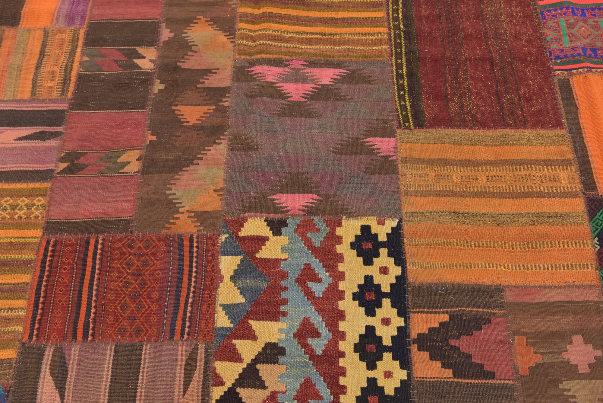6' 7 x 9' 7 Hand Woven Kilim Patchwork Wool Rug