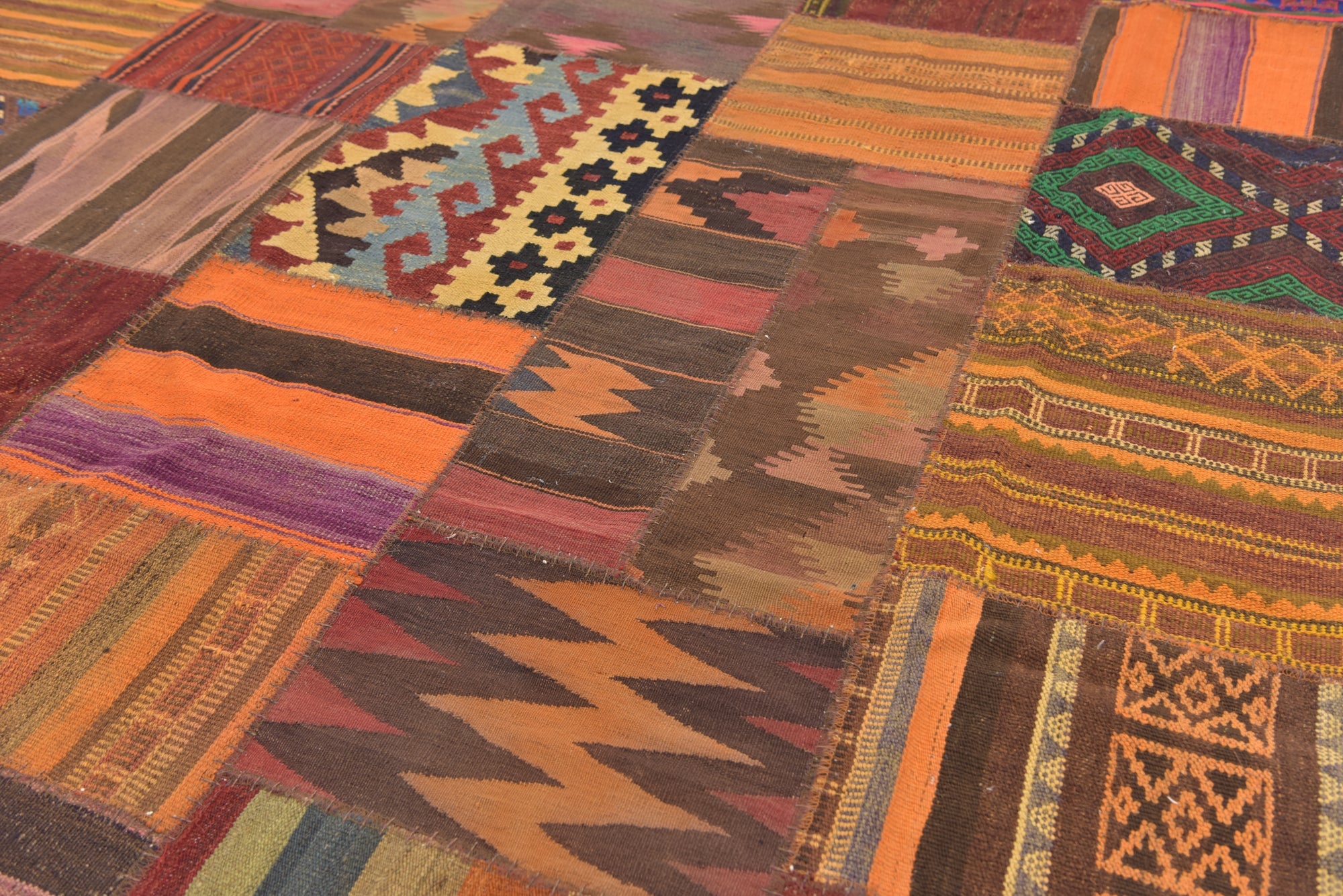 6' 7 x 9' 7 Hand Woven Kilim Patchwork Wool Rug