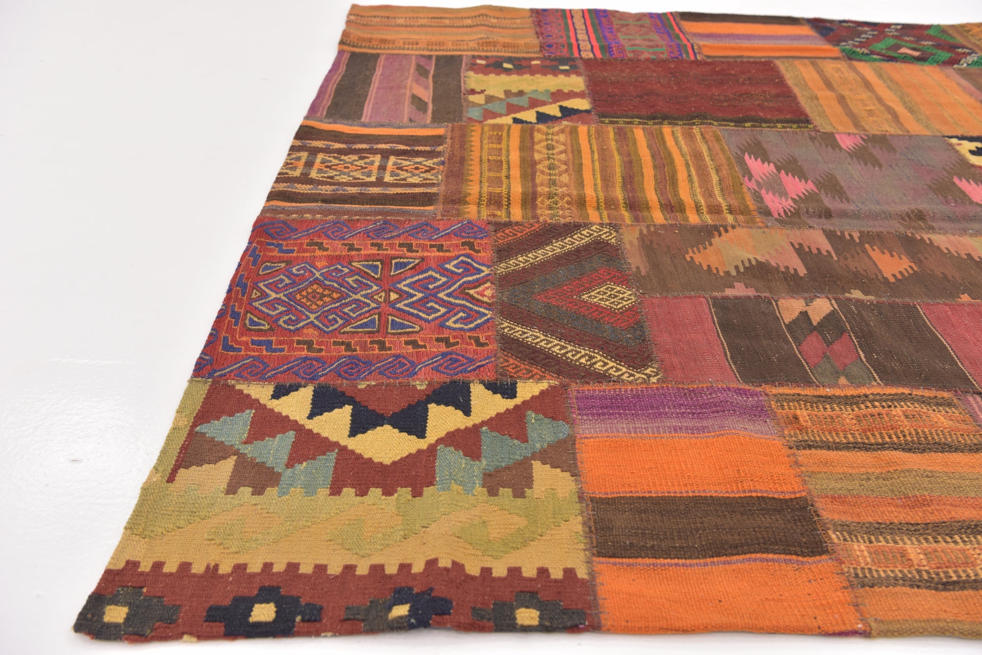 6' 7 x 9' 7 Hand Woven Kilim Patchwork Wool Rug