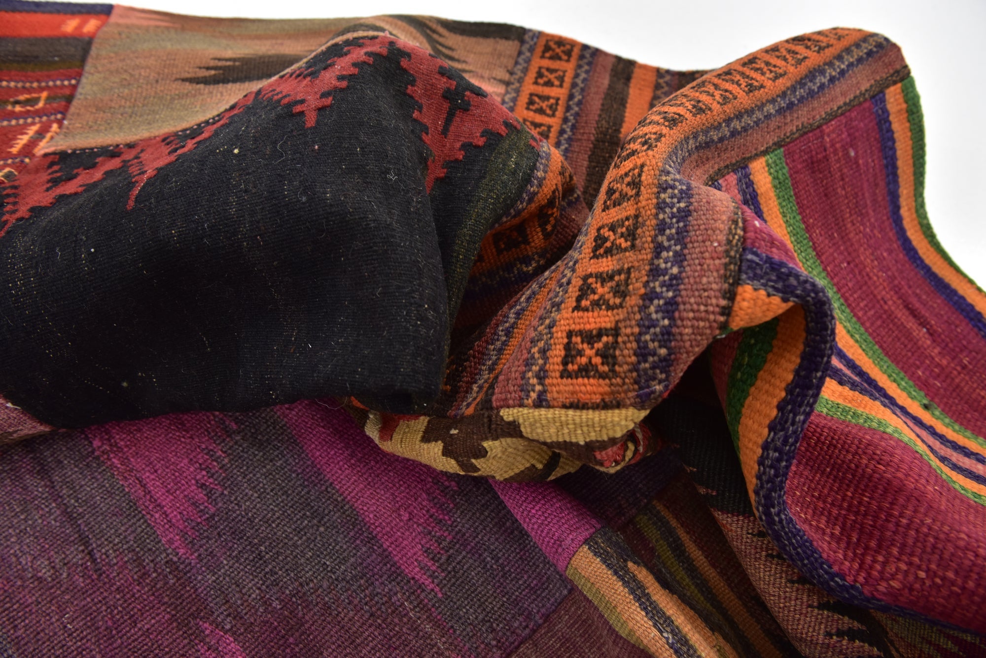 6' 9 x 9' 9 Hand Woven Kilim Patchwork Wool Rug